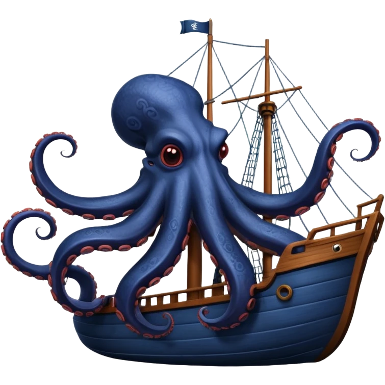 Kraken – Giant octopus with tentacles wrapping a ship emoji