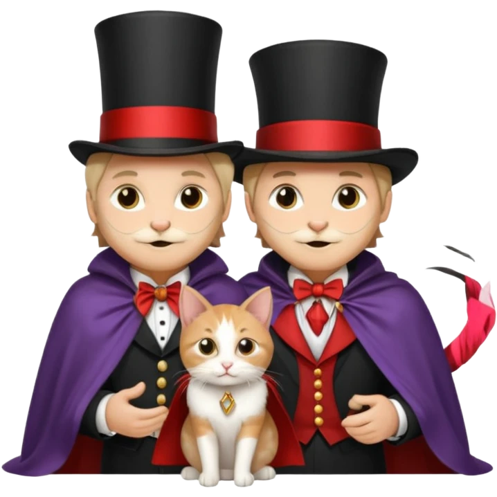 magician couple and their pet cat emoji