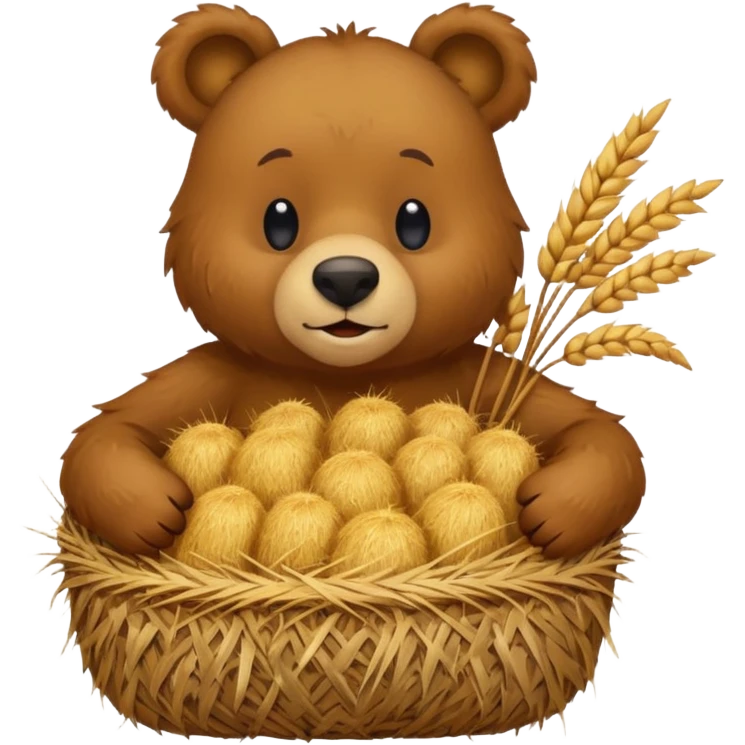 Silly bear with hay emoji