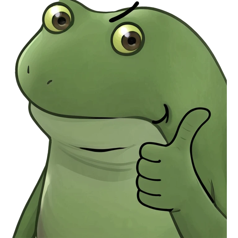 green frog emoji with thumbs down, yelling emoji