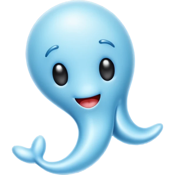 sperm cell emoji, stylized with a blue tint, playful expression emoji