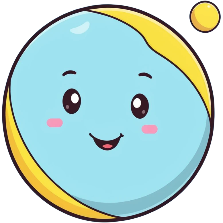 Venus planet with yellowish cloudy atmosphere and a cute happy smiling face emoji