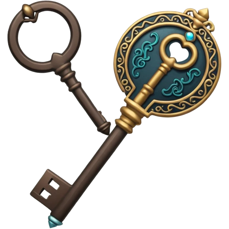 iOS style emoji, minimal ancient key, dark fantasy emoji