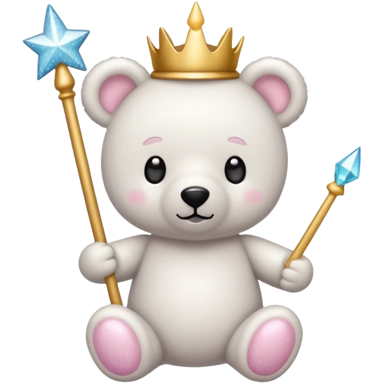 White Fairy glitter teddy with wand  emoji