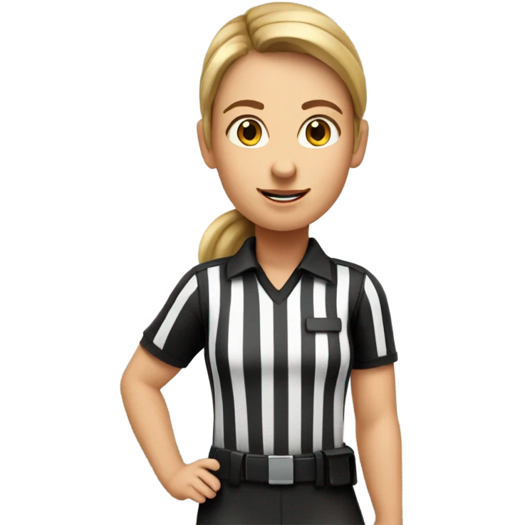 White woman with a brown ponytail American football referee with boy American  football player  emoji
