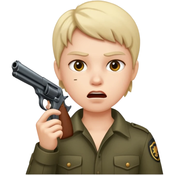 Gun pointing at a person’s mouth emoji