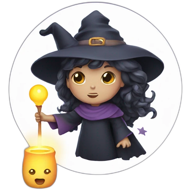 cute witch holding a light emoji