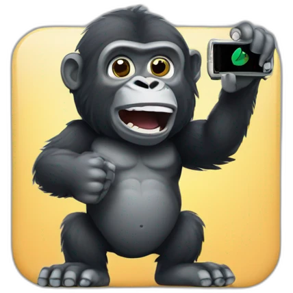 Gorilla holding a Google Pixel phone emoji