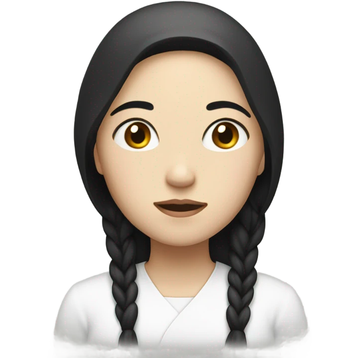 Woman white skin black hair praying with eyes closed emoji