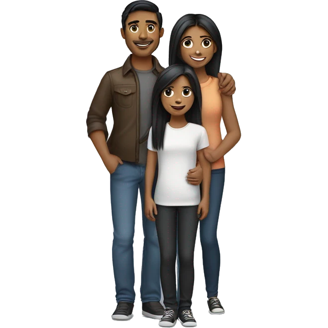 An emoji of a loving brother and sister, the sister being short with long straight hair, and the brother tall with black hair styled upward, broad shoulders, and both smiling warmly emoji