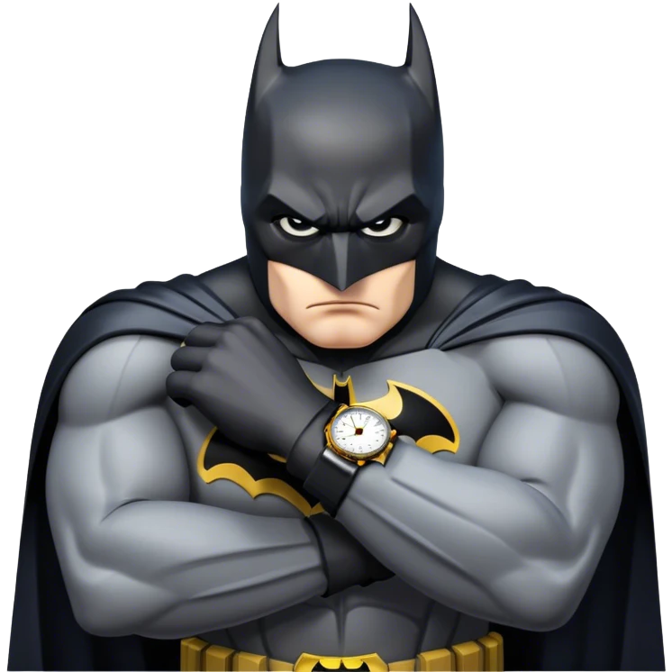 Batman looking stressed at his watch emoji
