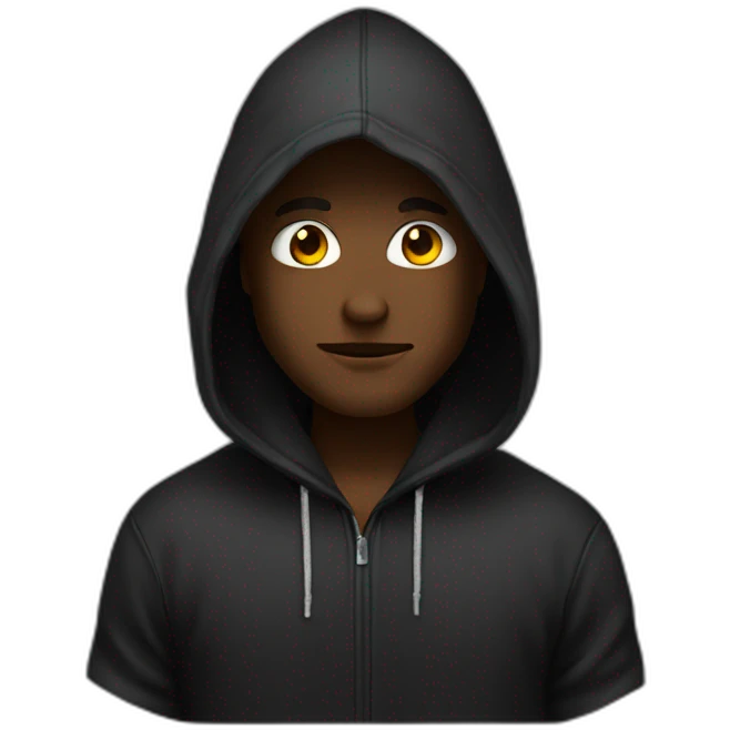 A hacker with black hoodie emoji