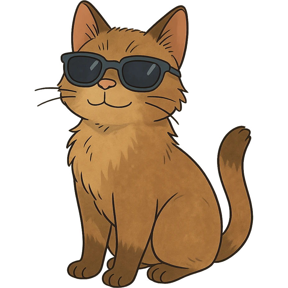 ghibli style cat wearing sunglasses emoji