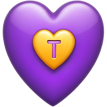 The Letter “T” inside a Purple Heart emoji