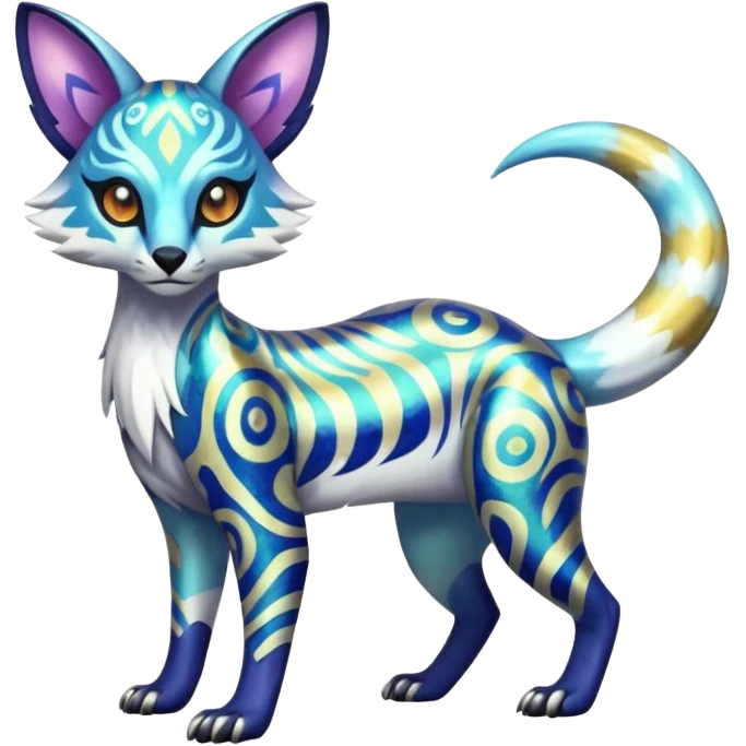 Shiny Exotic Colorful Patterned Esoteric Cool Genet-Absol-Zeraora-Primagen-fusion-creature  emoji