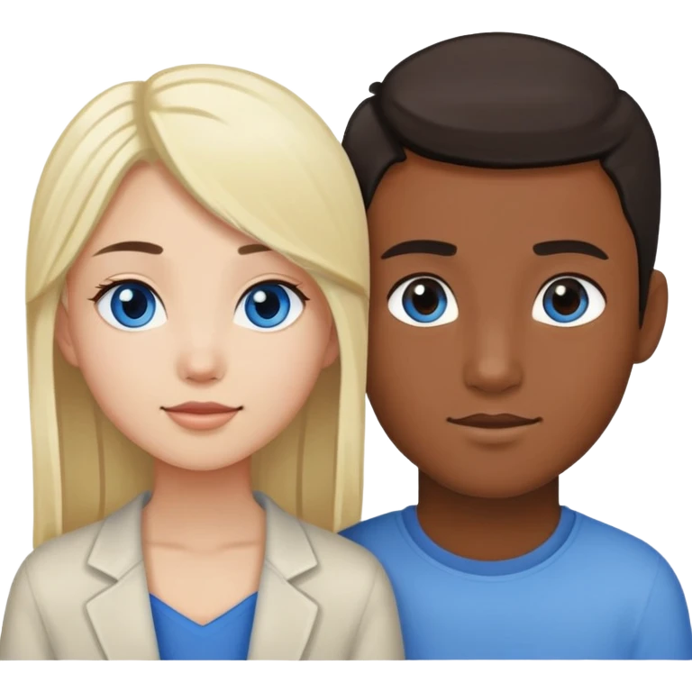 Asian girl and blue-eyes white boy couple emoji