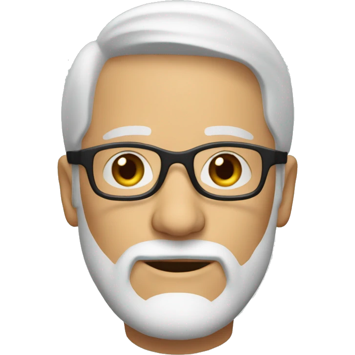 White 55 yr old male with beard and glasses emoji