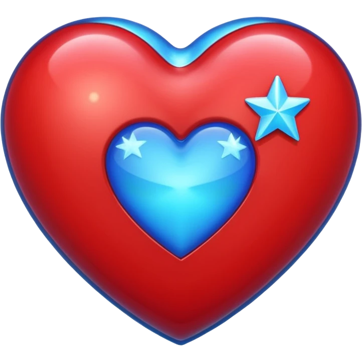 A holographic red heart with a blue star inside emoji