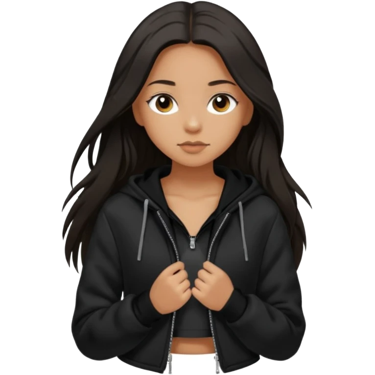 Siyah uzun saçlı ceket giyen esmerimsi kız fazla esmer değil siyah ceket  polar ceket ceket gevşek biraz omzundan çıkıyormuş gibi ve bugday ten rengi soltaraftaki omzundan çıkık sadece içinde de siyah crop var crop omzundan bağlı ve sadece sol omzundan gevşek ceket  emoji