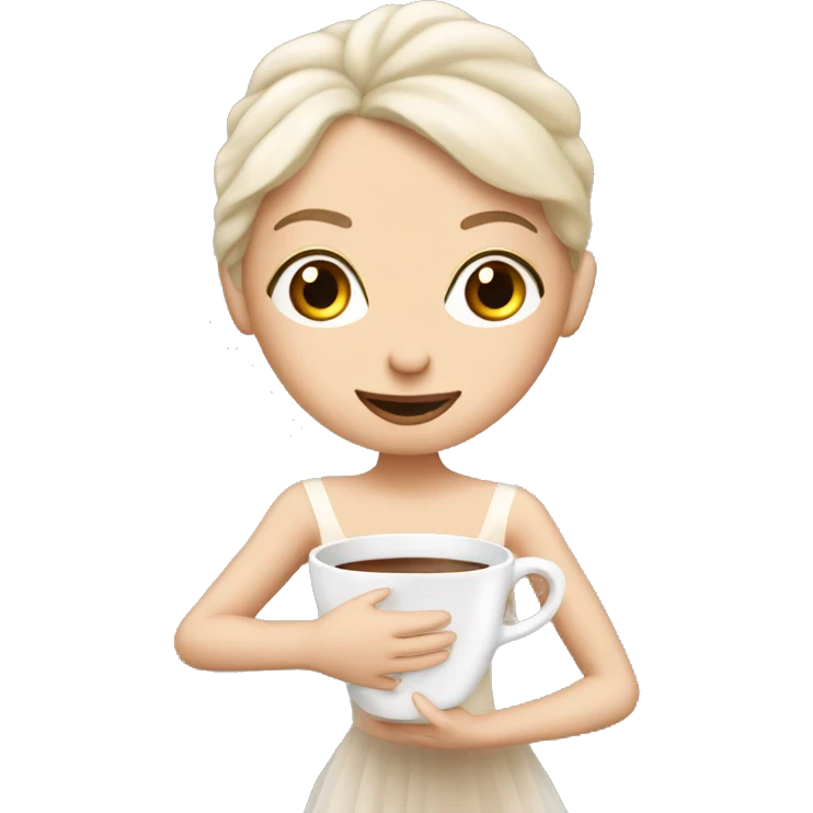 White Ballerina with a cup of coffee emoji