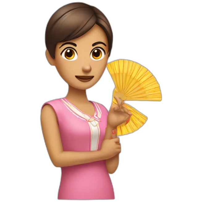 chica con abanico en la mano emoji
