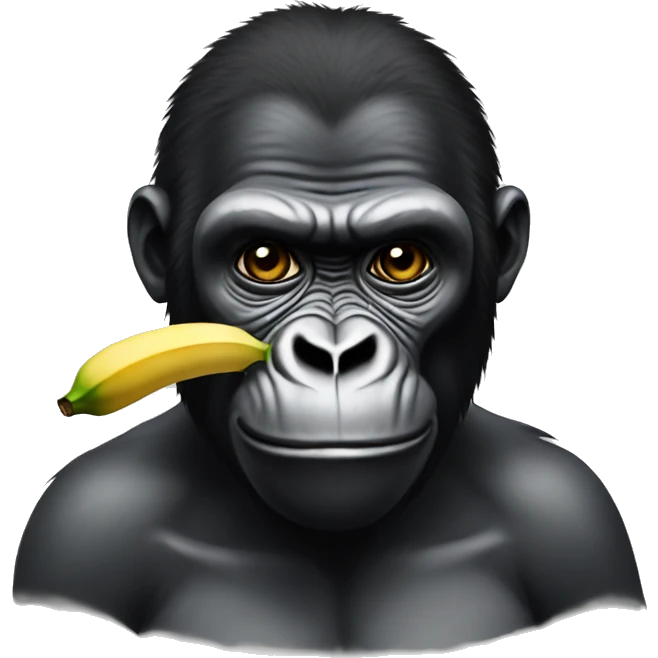 a gorilla that eats a banana that says sub emoji
