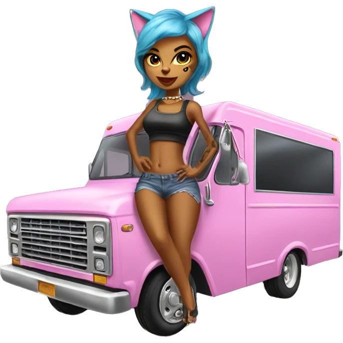 Catgirl’s lowrider food truck  emoji