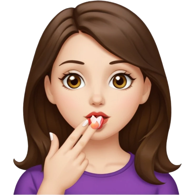 white girl with brunette hair and hazel eyes blowing a kiss emoji