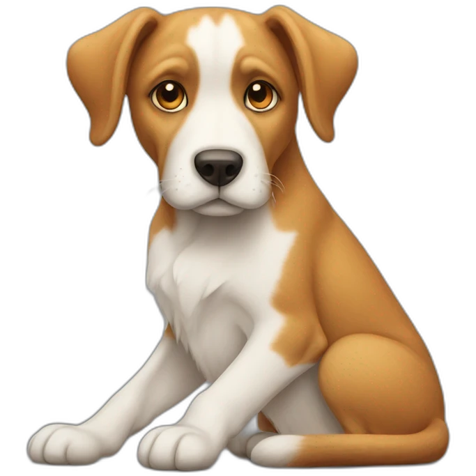 Dog sitting on a cat emoji