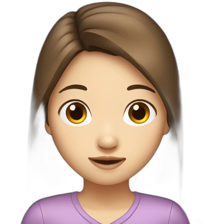 Asian girl with long brown hair computer emoji