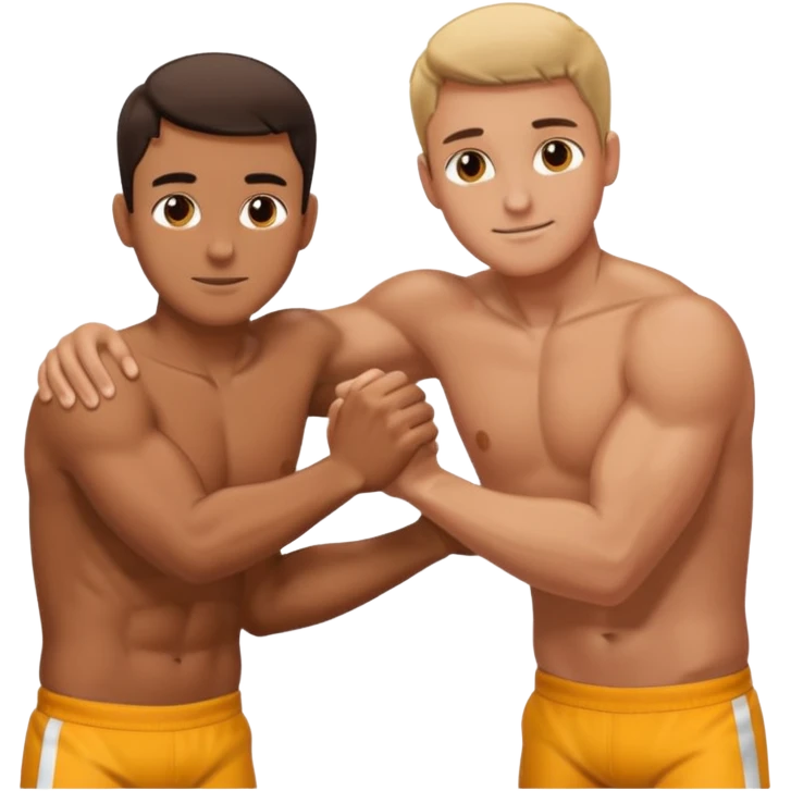 a situation in which one person is pushing the other with his hands behind him emoji