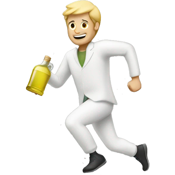 A white man running with olive oil bottle emoji