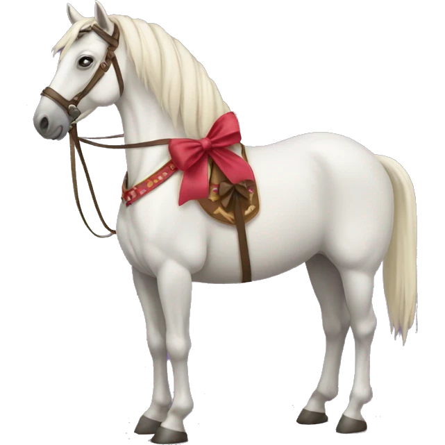 full-length horse with a bow emoji