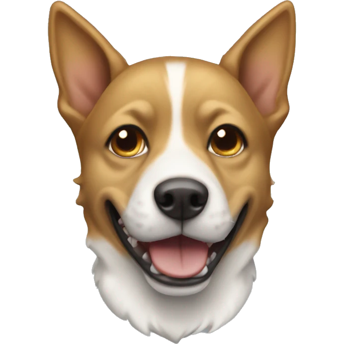 Golden brown and white dog with shark ears emoji