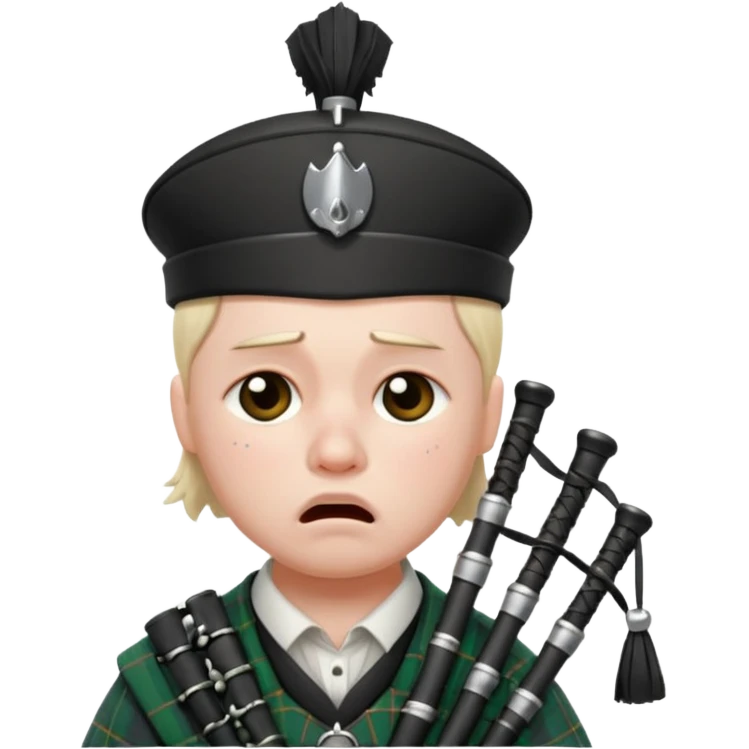 Sad small bagpiper with one crying emoji