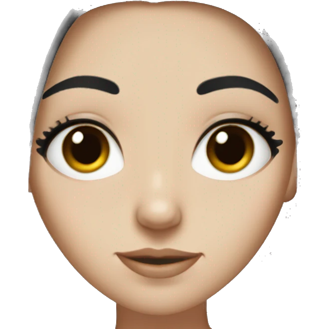 White girl with black almond eyes and tall black hair emoji