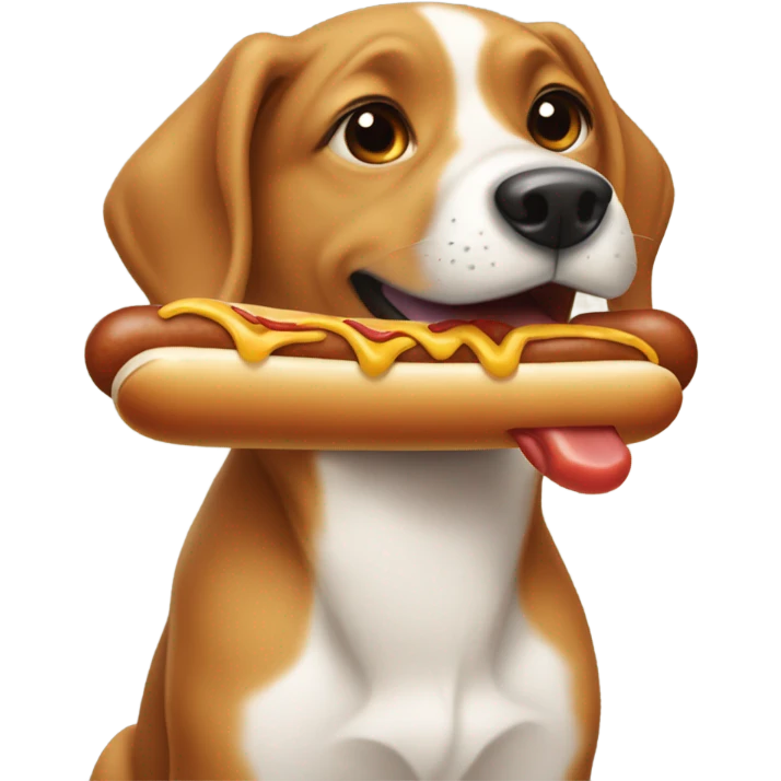 Un perro con un hotdog emoji