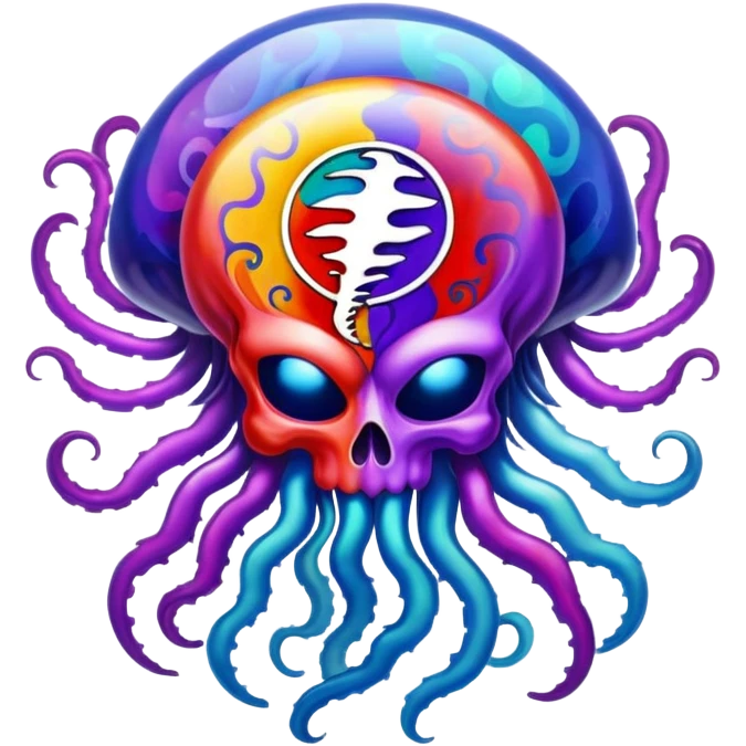 Jellyfish themed Grateful Dead, steal your face emoji