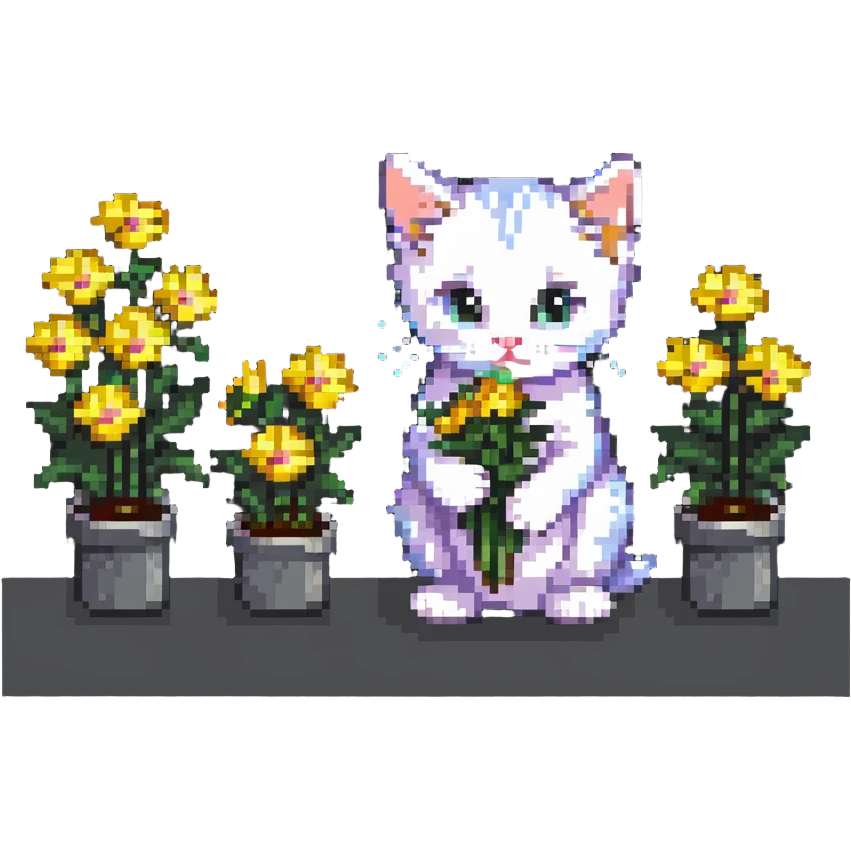 Kitten smells flowers emoji