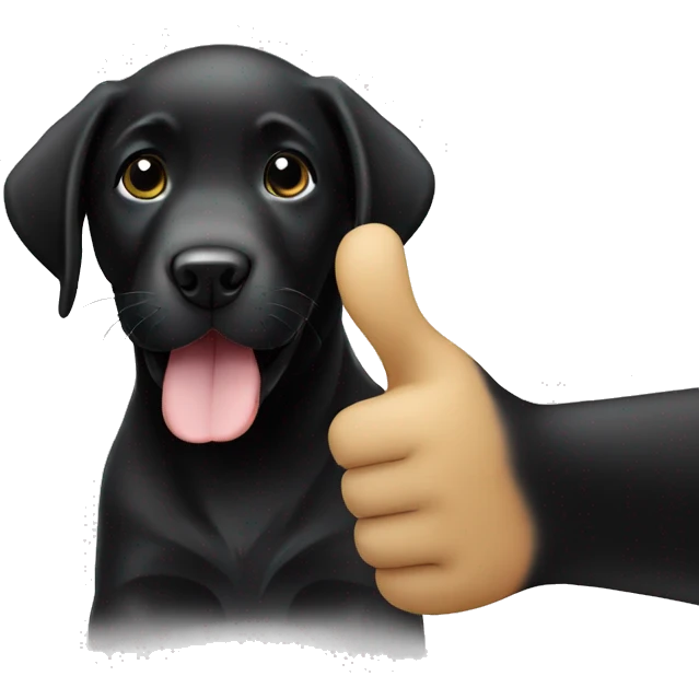 black labrador puppy with thumbs up emoji