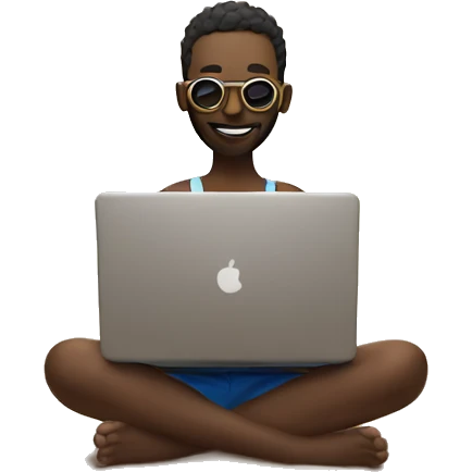 Freelancer on a beach with laptop  emoji