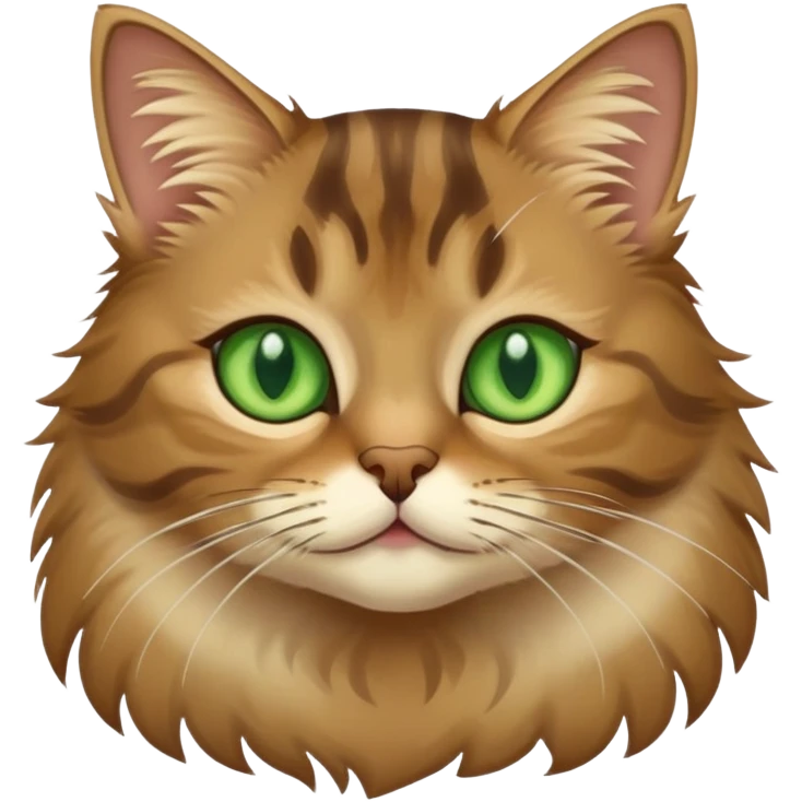 tabby brown and beige cat with green eyes emoji