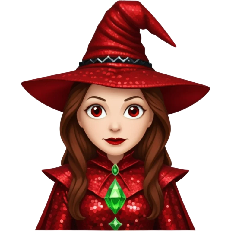 Wicked Witch of the East from the Wizard of Oz with long brown hair, red sequin outfit emoji