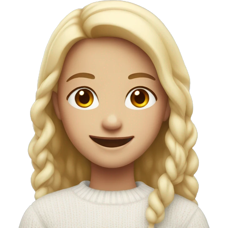 smiling girl in white sweater emoji