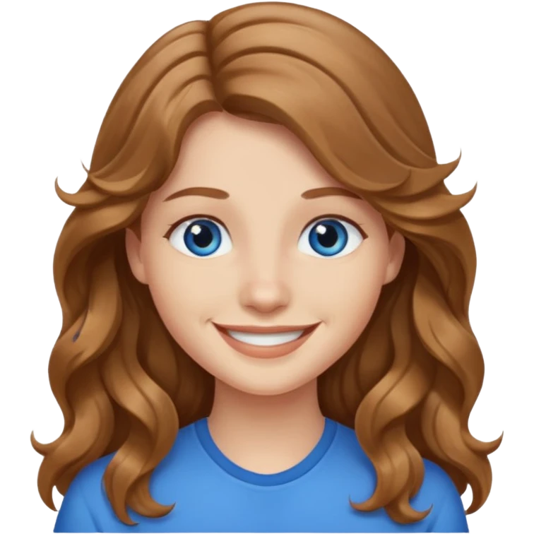 Long wavy hair, light brown hair, blue eyes Caucasian emoji