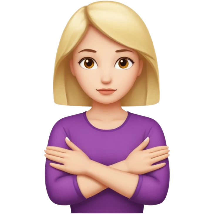 Woman Gesturing No, A woman with arms crossed forming an 'X' emoji