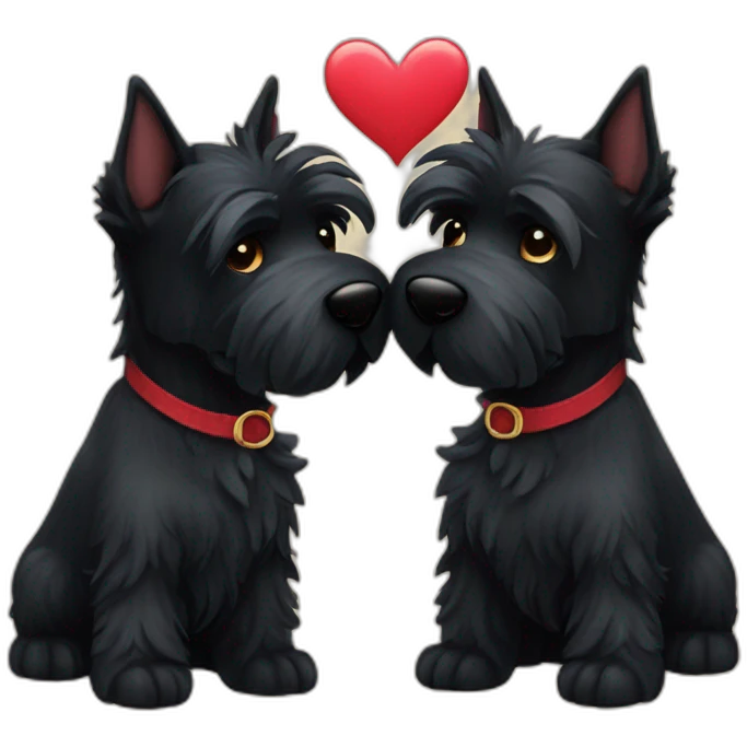 Two black Scottish terrier kissing emoji