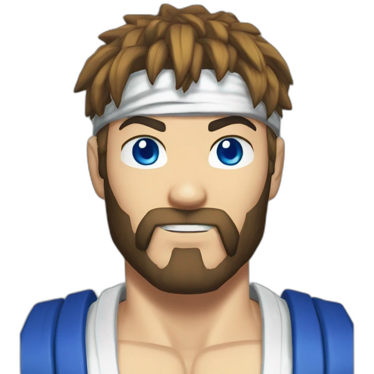 ryu street fighter blue eyes with beard emoji