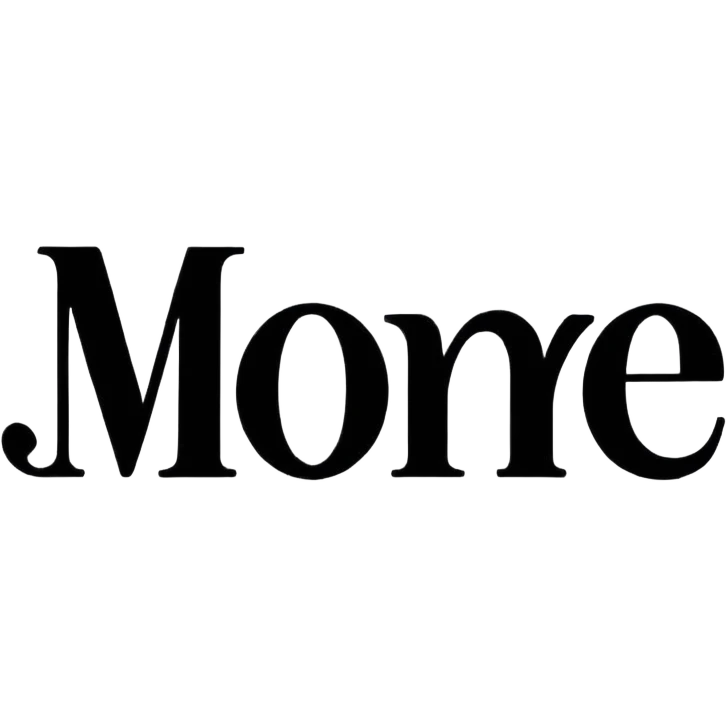 "More" word, black colored lettering, girly style font emoji