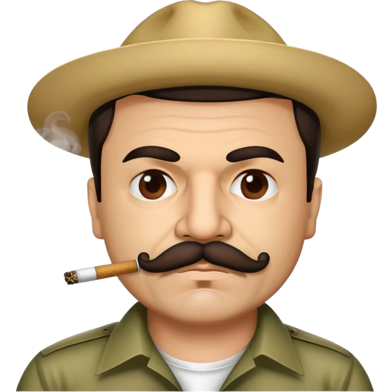 El Chapo drug lord with mustache smoking marijuana emoji